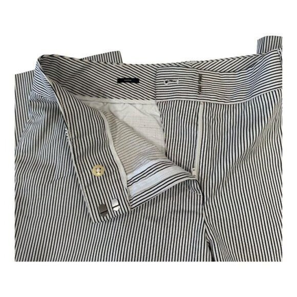  Talbots Signature Crop Pants Women SZ 14 Black Off White Stripes Straight Legs - Picture 12 of 13